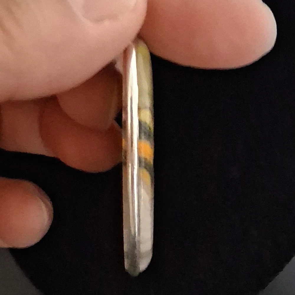 BUMBLE BEE JASPER STATEMENT PENDANT 925 STERLING SILVER